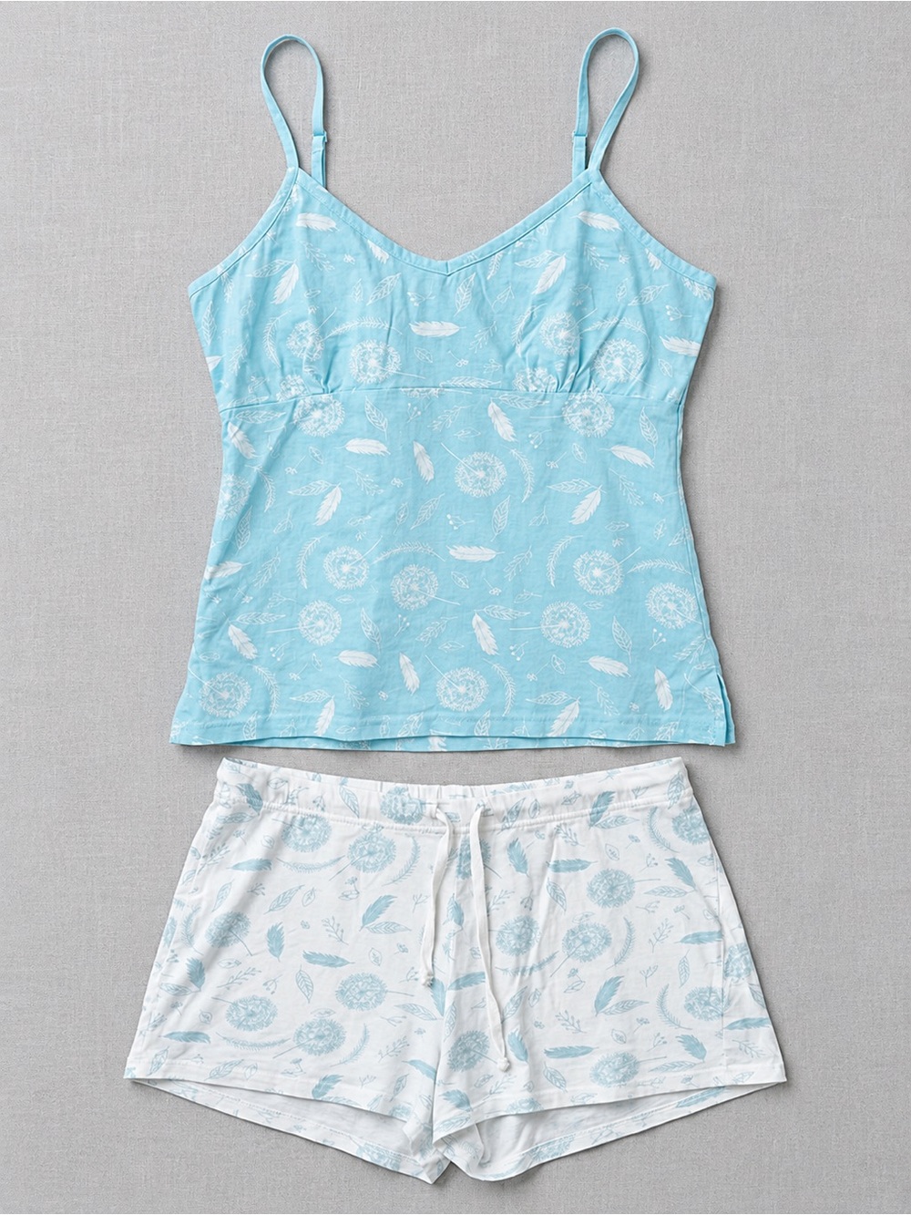 La Vie en Rose 100% Cotton 2-Piece Cami Pajama Set Dandelion Print
